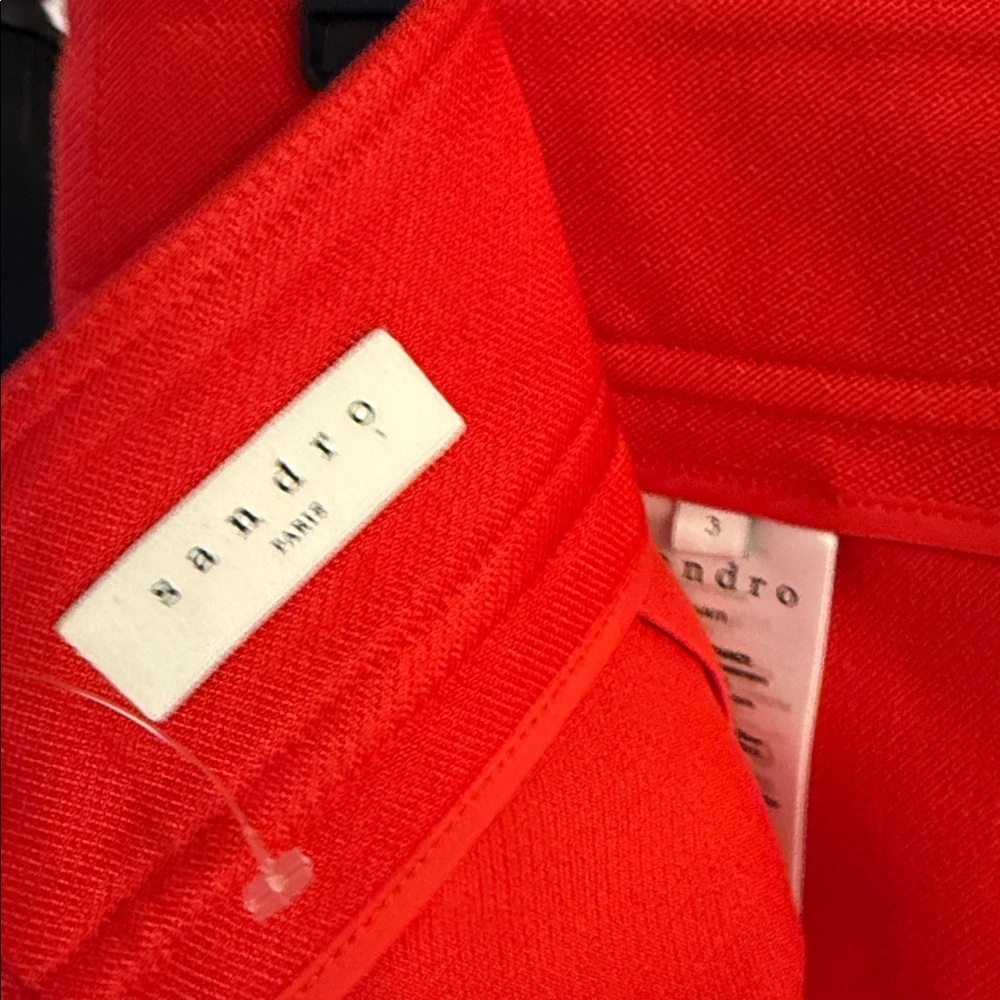 Sandro Bright Red Garment skirt size 3 - Picture 3 of 4
